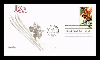 DR JIM STAMPS US COVER WINTER OLYMPICS SKIING FDC TUDOR HOUSE CACHET - Image 1 of 2