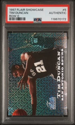 1997 Flair Showcase #5 Tim Duncan Row 0 cartão de novato RC/250 PSA - Imagem 1 de 2