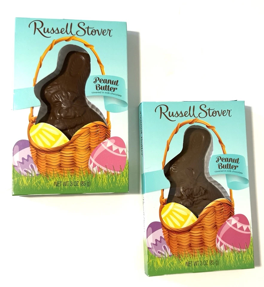 Russell Stover Peanut Butter Chocolate Bunnies Rabbit 3oz Each (LOT OF 2) NEW - Image 1 of 2
