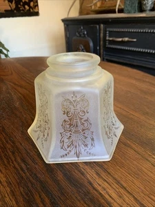 "Pantalla de lámpara de vidrio esmerilado hexagonal victoriano de colección 2 3/4"" Art Nouveau 5""H" - Imagen 1 de 24