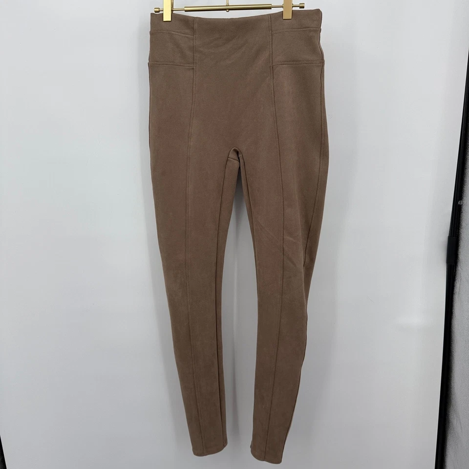 Leggings femininas de camurça sintética SPANX M/M alta marrom - Imagem 1 de 4
