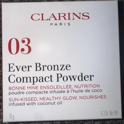 CLARINS EVER BRONZE COMPACT POWDER SUN-KISSED,HEATHY GLOW,NOURISHES 10G #03 - Image 1 of 2