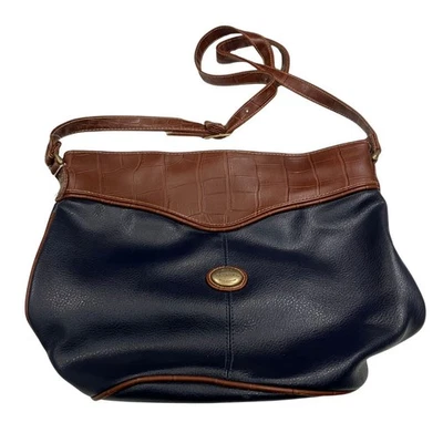 Vintage NWT Capezio Shoulder Boho Bag, Navy/Brown Faux Leather, 13x11 - Image 1 of 4
