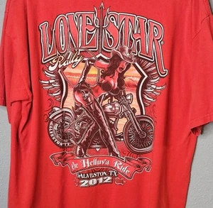 Lone Star Rally Mens XL Sexy Girl Motorcycle Red Tee Shirt Harley - Picture 1 of 10