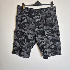 Firetrap L Grey Black Camo Cargo Shorts Camouflage - Picture 1 of 12