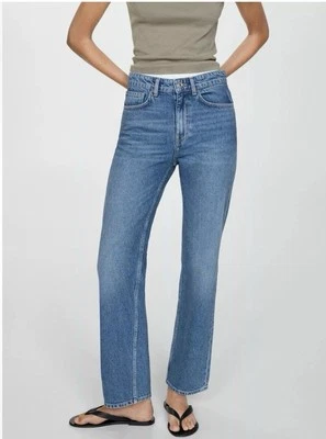 Mango Matilda Jeans, Medium-rise, Straight-fit, Size Eur 42 or 12 Medium Blue - Image 1 of 4