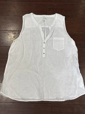 Camiseta sin mangas LILLY PULITZER para mujer, talla XL, botones dorados de lino blanco Foto 1 de 3