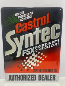 VTG Castrol Syntec Motor Oil Embossed Authorized Dealer Metal Sign Scioto 1992 - Picture 1 of 9