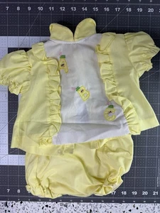 Vestito e vestito ABC giallo bambina vintage 0-6 mesi - Foto 1 di 7