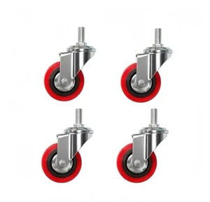 Schwerlast rot Gummi Lenkrolle Rollen Trolley Möbelrolle Bremse - Bild 1 von 11