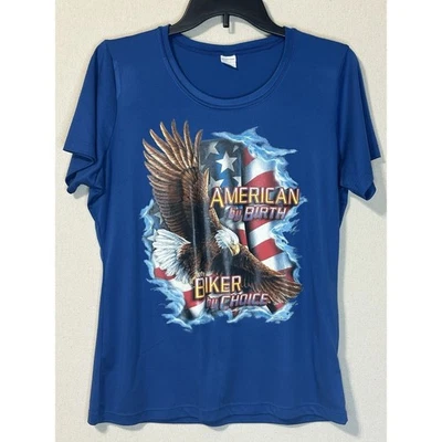 Camiseta para mujer American By Birth Biker By Choice talla grande con águila calva Foto 1 de 4