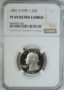 1981 S Type 1 Proof Washington Quarter NGC Graded PF69 Ultra Cameo - Picture 1 of 4