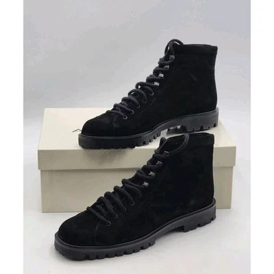 Botines de combate ANNE KLEIN Ander de gamuza negros talla 7 tacos con cordones Italia nuevos en caja Foto 1 de 4