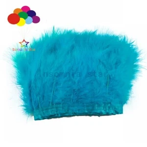 Wholesale Feathers Trim Turkey Dyed Sea blue Marabou Plume on Ribbon for Wedding - Picture 1 of 8