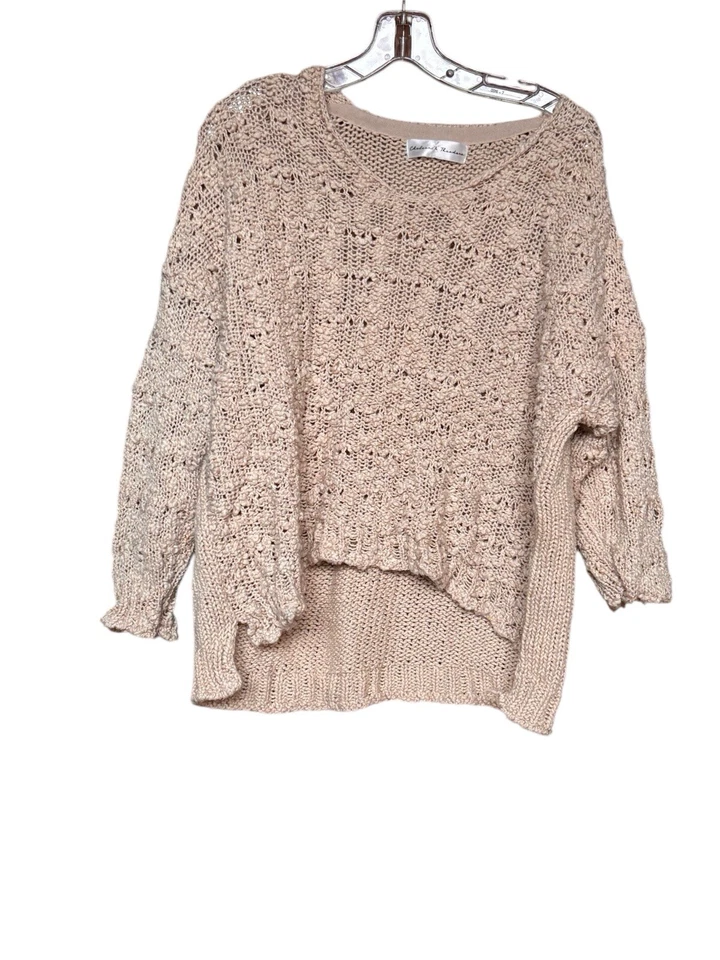 Chelsea and Theodore women’s tan knit v-neck sweater with a relaxed fit size XL - Image 1 of 4