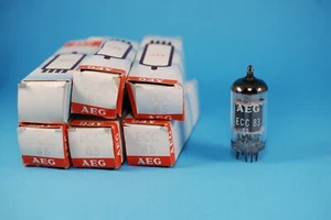 6x AEG ECC83 12AX7 NUEVO EN CAJA Probado Doble Triodo Tubos Largas Placas Planas Yugoslavas - Imagen 1 de 11