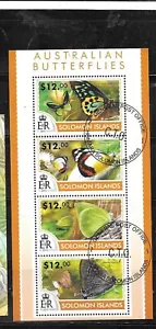 SOLOMON ISLANDS 2015 BUTTERFLIES BEAUTIFUL SOUVENIR SHEET CTO USED STAMPS - Picture 1 of 1