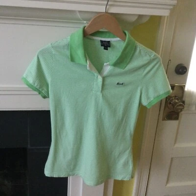 Vintage Y2K LeTigre Green White Striped Polo Shirt preppy grunge - Sz Medium - Image 1 of 4