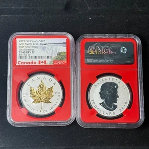 2019 Canada $20 Gilt MAPLE LEAF Incuse 40th ANNIVERSARY NGC PF69 Red - Picture 1 of 3