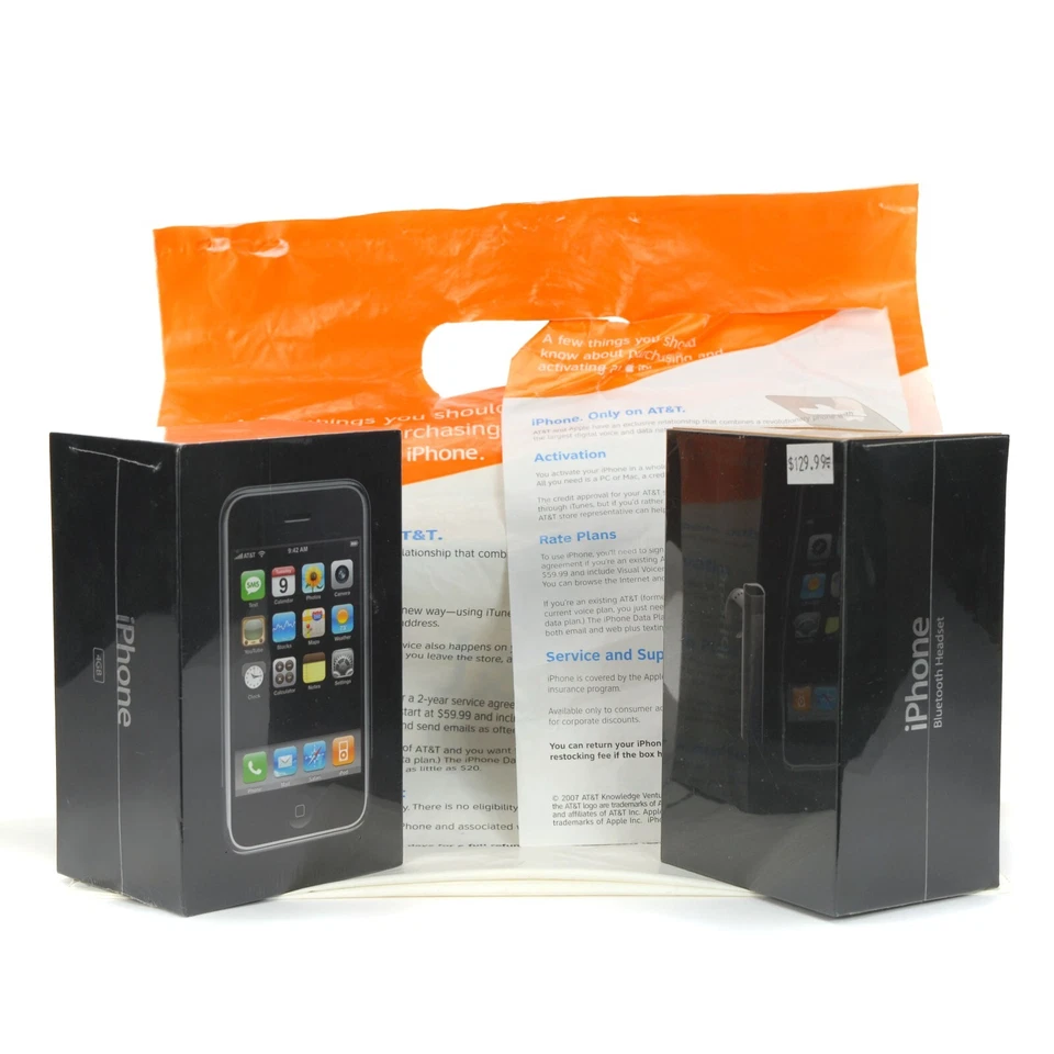 Apple iPhone 2G 4GB - w/ Headset & AT&T Retail Bag New Sealed in Box 2007 - Image 1 of 4