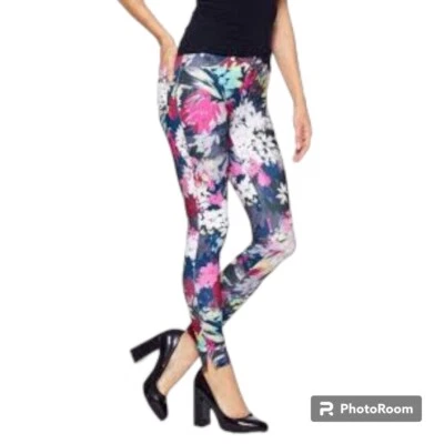 HUE NUEVO CON ETIQUETAS U16886 Multi Floral Dobladillo Dividido Sarga Imitación Bolsillo Leggings talla S Foto 1 de 4