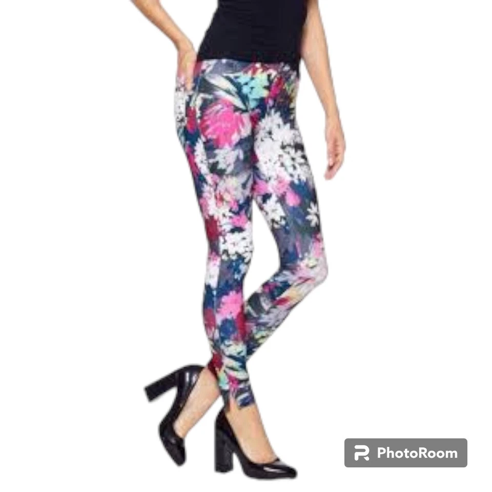 HUE NUEVO CON ETIQUETAS U16886 Multi Floral Dobladillo Dividido Sarga Imitación Bolsillo Leggings talla S Foto 1 de 4