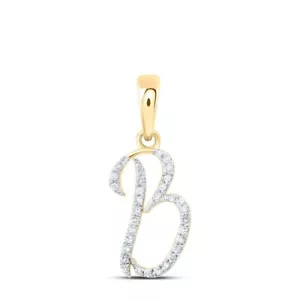 10kt Yellow Gold Womens Round Diamond B Initial Letter Pendant 1/10 Cttw - Picture 1 of 1