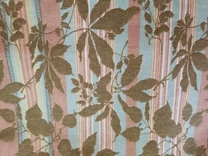 Vintage Elegant Striped Soft Blue Mauve Striped Leaves Upholstery FABRIC 43"x56" - Picture 1 of 4