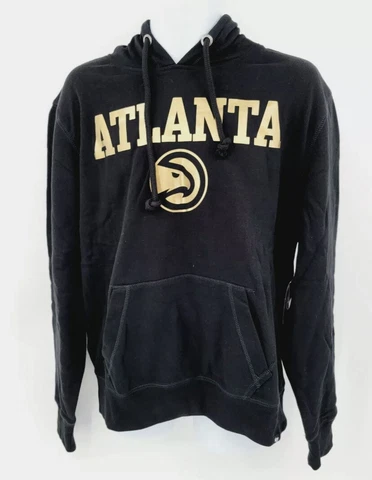 NEW Mens '47 NBA Atlanta Hawks Pullover Black and Gold Hoodie Insulated SZ L Cover