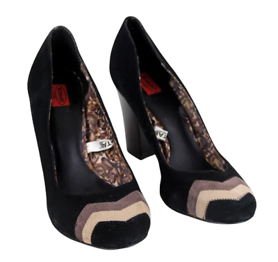 ZAPATOS DE SALÓN CLÁSICOS MISSONI NEGROS DE GAMUZA DE CUERO GENUINO TACÓN ALTO PUNTA REDONDA Talla 9 Foto 1 de 4