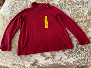 NEW WITH TAGS-RAFAELLA MEDIUM-RIO RED-WIDE COWL NECKLINE SWEATER-NEWER WORN-MINT - Picture 1 of 7
