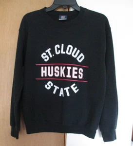ST. CLOUD STATE HUSKIES Women's Size S Crew Neck Graphic Print Black Sweatshirt - Picture 1 of 5