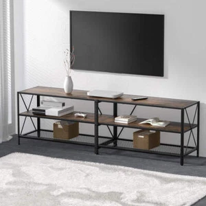 Artiss Entertainment Unit TV Stand 3-tier Display Shelves Vintage Rustic Walnut - Picture 1 of 6