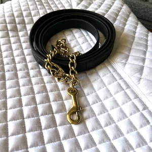 Weaver Leather Deluxe Horse Lead with Chain, Black,1" x 8' w/30" Brass Chain - Picture 1 of 4