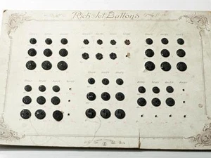 Carta campione da collezione (49) antica ceca rara bottoni in vetro nero Art Nouveau - Foto 1 di 5