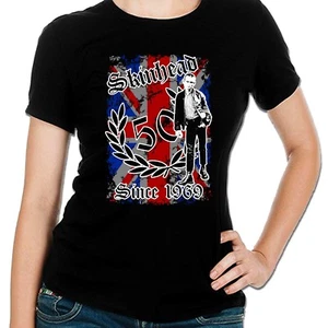 SKINHEAD 50 JAHRE Girlie Shirt Neu S-XL Skinhead 1969 Oi Oi! Skin Girly Skinbyrd - Picture 1 of 2