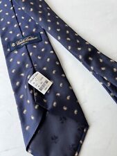 Brooks Brothers Makers Navy Blue Paisley Neat Silk Tie Italian Silk USA