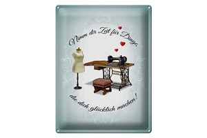 Blechschild Spruch 30x40cm Nähen macht dich glücklich - Picture 1 of 5