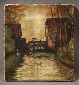 19th Century Landscape with Water and Buildings Attr. to Vincent Van Gogh - Picture 1 of 18