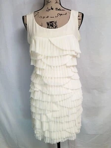 Cynthia Steffe Ivory Flapper Style Layered Ruffle Dress Bloomingdales Tag Sz 8 - Picture 1 of 5