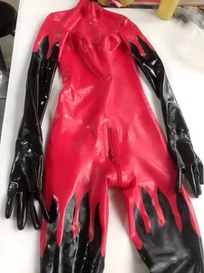 Latex gummi catsuit flame catsuit with socks gloves 0.4mm custom made - Picture 1 of 4