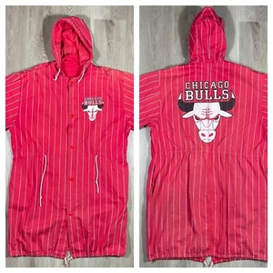 VTG Chicago Bulls Jacket Hooded Coat Robe Button Down Drawstring USA 90’s RARE - Picture 1 of 13