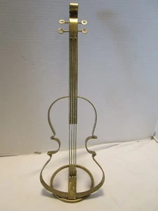 Vintage Brass Violin Tabletop Art Sculpture HANDCRAFTED 17.75" tall 1970's - Picture 1 of 8