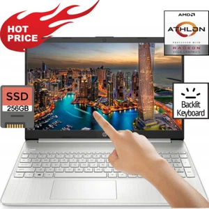 BEAUTIFUL HP Laptop 15.6” TOUCHSCREEN AMD 3.30GHz 8GB 256GB SSD BACKLIT KEYBOARD - Picture 1 of 34