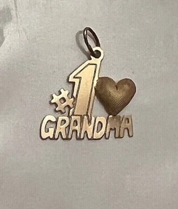 14k Yellow Gold #1 Grandma Heart Pendant Charm ๐ - Picture 1 of 4