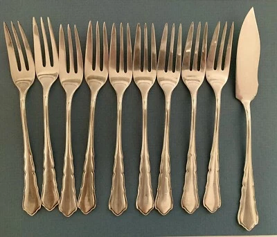 Horquillas de servicio de cubiertos WMF vintage Alemania 800 plata 10 piezas 276 gramos/9,7 oz Foto 1 de 4