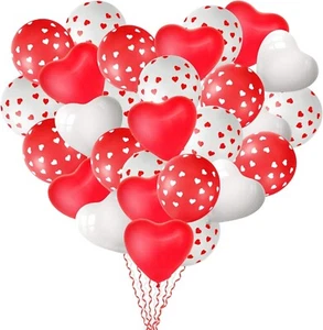 60 Pack Heart Balloons Decorations Kit Valentines Day Heart Shape Latex Balloons - Picture 1 of 7