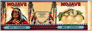 Etichetta lattina di carta ciliegie bianche marca Mojave c1920-30 ottime condizioni scarsa - Foto 1 di 2