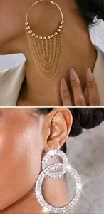 2 Paar große Ohrringe Silber und Gold - Bild 1 von 10