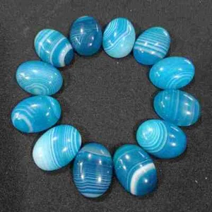 30pcs Natural Stone Blue Agate Oval CAB Cabochon Jewelry Making No Holes 15x20mm - Picture 1 of 3